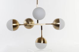 DKD Home Decor Lámpara Techo Dorado Blanco Metal Cristal 52 x 168 x 74 cm