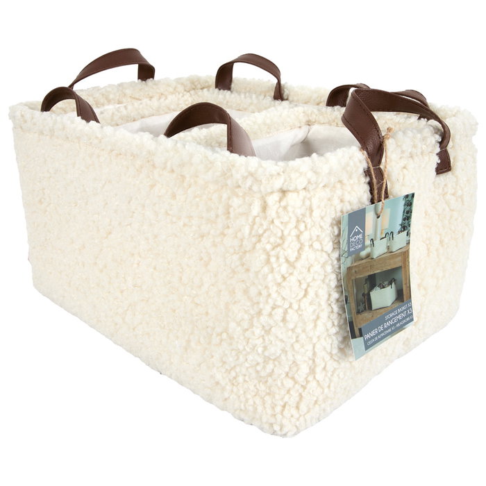 Home Deco Factory Juego de 3 Cestas Blancas Rizo Natural Borreguito