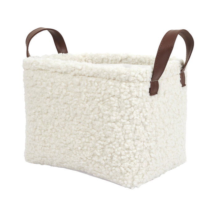 Home Deco Factory Juego de 3 Cestas Blancas Rizo Natural Borreguito