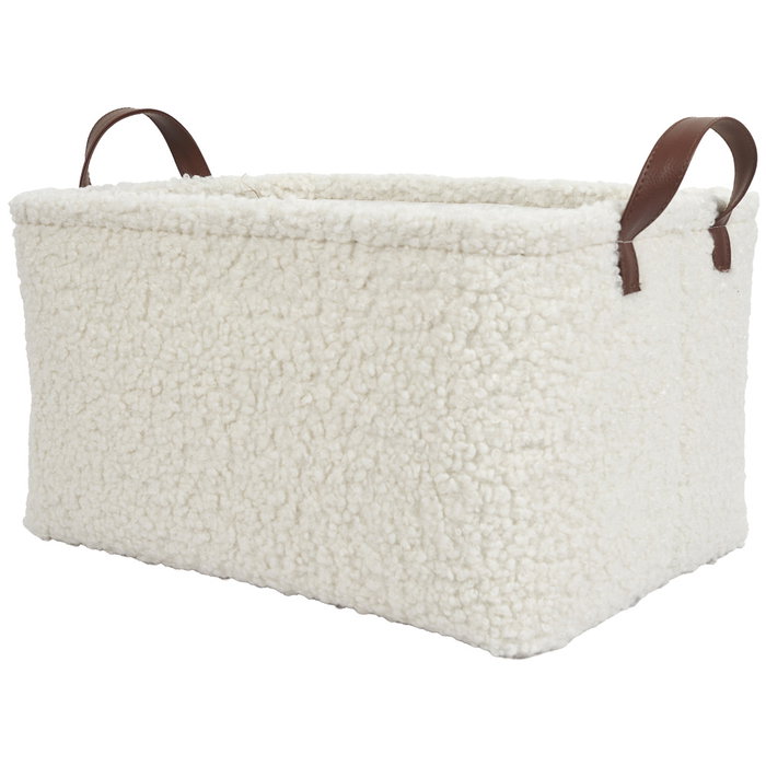 Home Deco Factory Juego de 3 Cestas Blancas Rizo Natural Borreguito