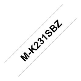 Brother MK231SBZ Cinta TZE Negro sobre Blanco 9mm, Tipo M para PT-M95 y PT-90, Transferencia Térmica, 8m