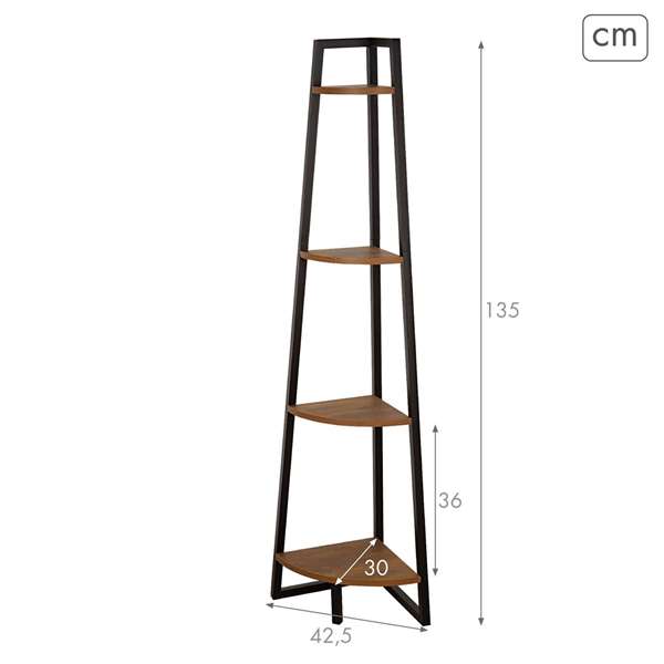 Max Home Estantería Esquina 4 Baldas 30x30xH135 cm Hierro y Madera MDF