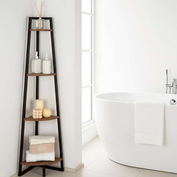 Max Home Estantería Esquina 4 Baldas 30x30xH135 cm Hierro y Madera MDF