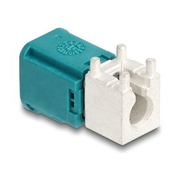 Delock Conector Mini FAKRA Tipo A Angulado, Conector Macho para PCB, Impedancia 50 Ω, Color Aguamarina/Blanco