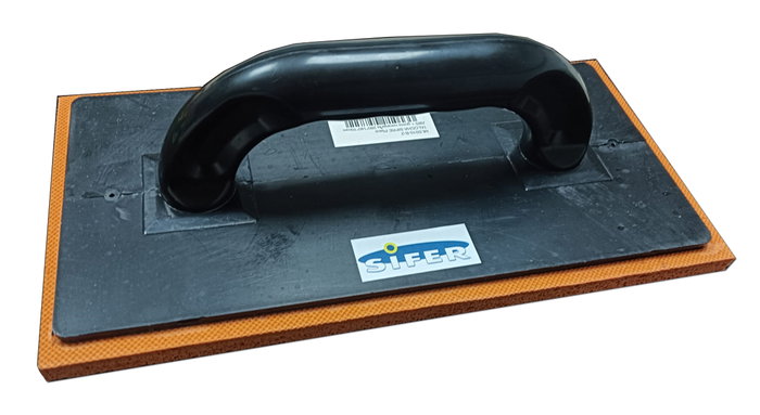 SIFER Llana de plástico ABS negra con mango de goma naranja 280x140x10 mm SIFER Llana de plástico ABS negra con mango de goma naranja 280x140x10 mm