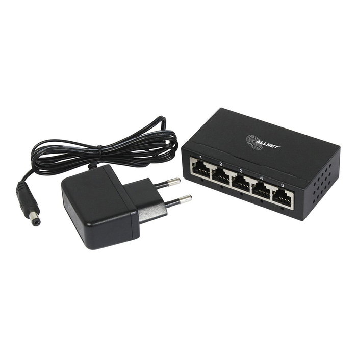 ALLNET Switch de escritorio no administrado 5 Puertos Gigabit Ethernet (10/100/1000) 1GbE L2 sin ventilador Negro, modelo ALL-SG8005
