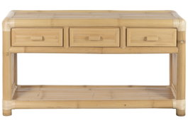 DKD Home Decor Consola Tropical Bambú y Ratán Natural 52 x 75 x 140 cm 3 Cajones
