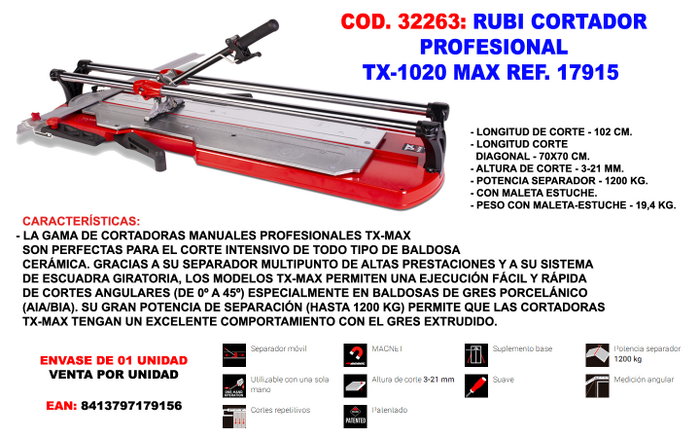 RUBI Cortador Profesional TX-1020 MAX RUBI Cortador Profesional TX-1020 MAX