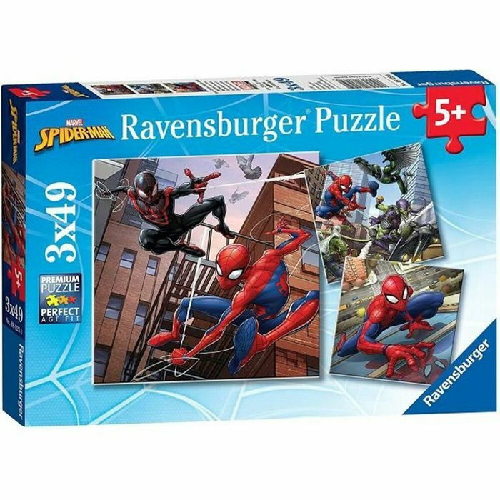 Ravensburger SPIDERMAN Puzzle In Action 3x49 pcs con 2 rompecabezas de 12 piezas cada uno y afiches Ravensburger SPIDERMAN Puzzle In Action 3x49 pcs con 2 rompecabezas de 12 piezas cada uno y afiches