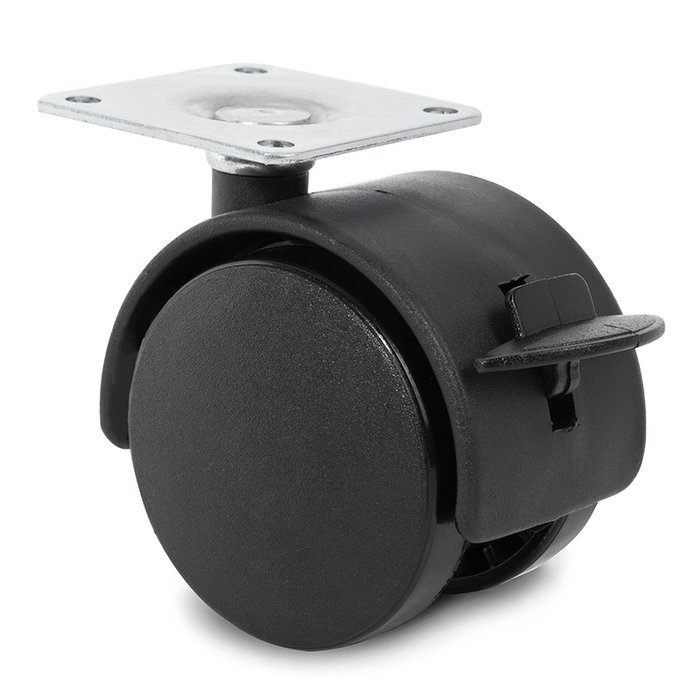 Q&Q Rueda Giratoria Modelo Telly Aro Doble Ø40 Con Placa Y Freno Acabado Negro Q&Q Rueda Giratoria Modelo Telly Aro Doble Ø40 Con Placa Y Freno Acabado Negro