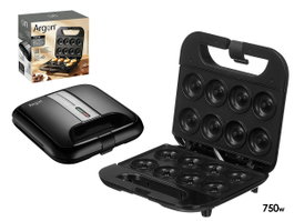 Argon Máquina de Donuts 750W | Metal Negro y Gris | Hasta 12 Donuts (Set de 6)