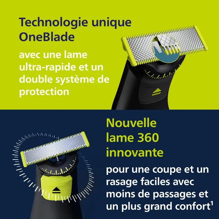 PHILIPS OneBlade Pro 360 Recortadora de barba y cuerpo con peine 14 en 1 y 2 cuchillas