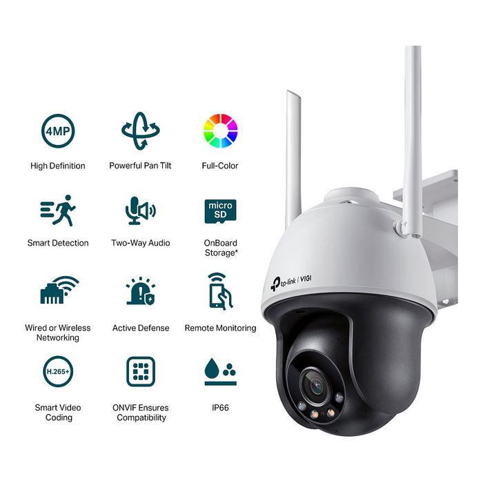 TP-LINK VIGI C540-W Cámara de vigilancia IP 4MP con lente 4mm, Blanco
