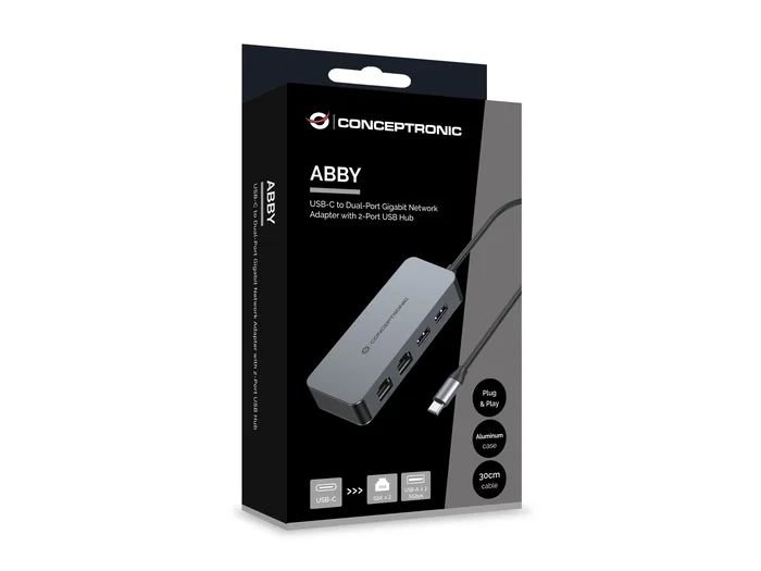 Conceptronic ABBY24G Adaptador USB-C con 2 puertos Ethernet Gigabit y 2 puertos USB 3.2 Gen 1 Conceptronic ABBY24G Adaptador USB-C con 2 puertos Ethernet Gigabit y 2 puertos USB 3.2 Gen 1