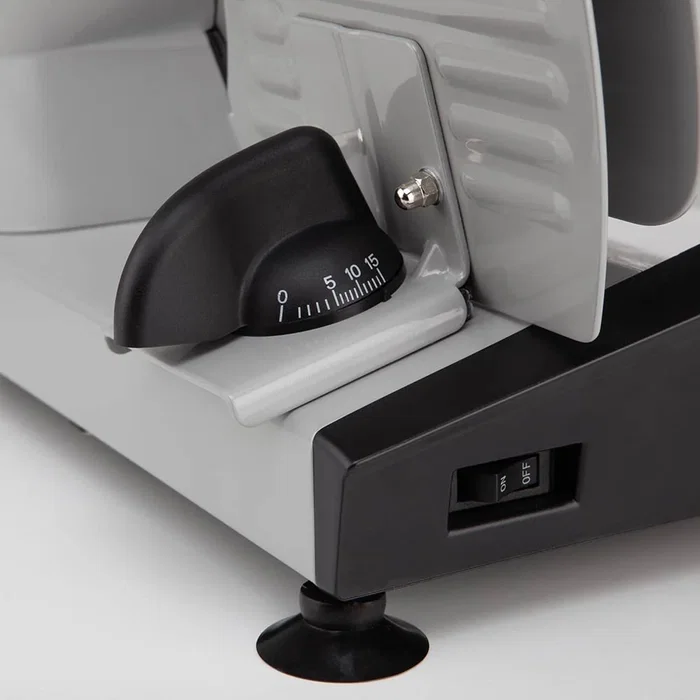 Orbegozo MS 4580 Cortafiambres Eléctrico 150W con Cuchilla de Acero Inoxidable de 190mm, Rebanadora, Ajuste de Grosor 0-15mm