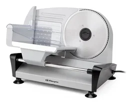 Orbegozo MS 4580 Cortafiambres Eléctrico 150W con Cuchilla de Acero Inoxidable de 190mm, Rebanadora, Ajuste de Grosor 0-15mm