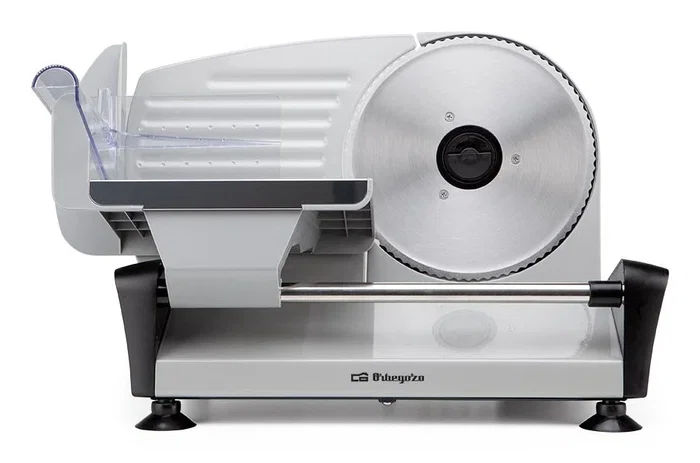 Orbegozo MS 4580 Cortafiambres Eléctrico 150W con Cuchilla de Acero Inoxidable de 190mm, Rebanadora, Ajuste de Grosor 0-15mm