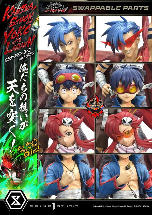 Prime 1 Studio Gurren Lagann Estatua Ultimate Premium Masterline 1/4 Kamina, Simon & Yoko con Lagann Deluxe Bonus Version