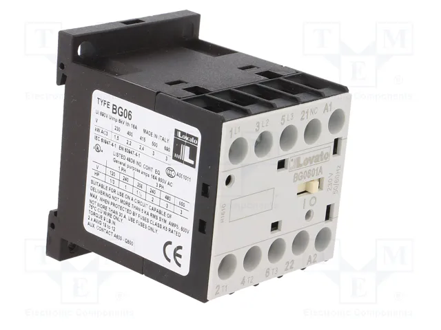 LOVATO ELECTRIC Contactor BG 3-polar 6A 230VAC LOVATO ELECTRIC Contactor BG 3-polar 6A 230VAC