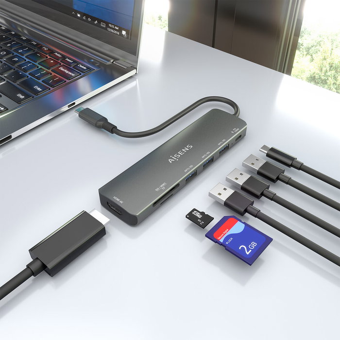 Aisens USB-C Dock 7 en 1 ASUC-7P025-GR Gris