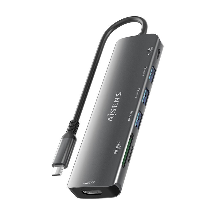 Aisens USB-C Dock 7 en 1 ASUC-7P025-GR Gris