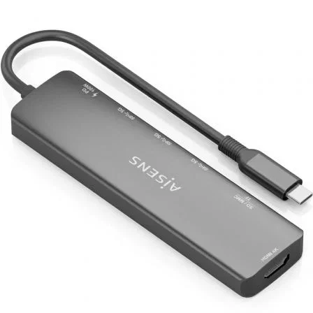 Aisens ASUC-7P025-GR Docking USB Tipo-C, 7 en 1 con HDMI 4K, 3xUSB-A, 1xUSB-C PD 100W, Lector SD/Micro SD, Gris Aisens ASUC-7P025-GR Docking USB Tipo-C, 7 en 1 con HDMI 4K, 3xUSB-A, 1xUSB-C PD 100W, Lector SD/Micro SD, Gris