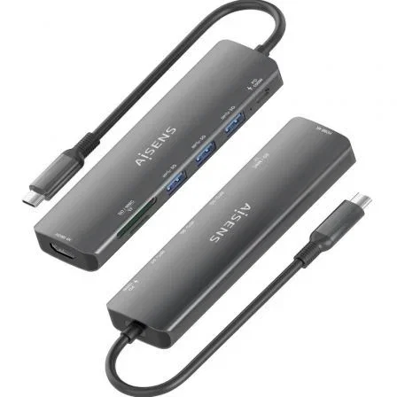 Aisens ASUC-7P025-GR Docking USB Tipo-C, 7 en 1 con HDMI 4K, 3xUSB-A, 1xUSB-C PD 100W, Lector SD/Micro SD, Gris Aisens ASUC-7P025-GR Docking USB Tipo-C, 7 en 1 con HDMI 4K, 3xUSB-A, 1xUSB-C PD 100W, Lector SD/Micro SD, Gris