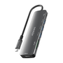 Aisens ASUC-7P025-GR Docking USB Tipo-C, 7 en 1 con HDMI 4K, 3xUSB-A, 1xUSB-C PD 100W, Lector SD/Micro SD, Gris