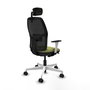 Silla estudio con ruedas y respaldo fijo Alfera, ideal para escritorio femenino, cómoda y funcional con brazos blancos, mecanismo Sincro/Traslack, cabecero regulable y apoyo lumbar regulable