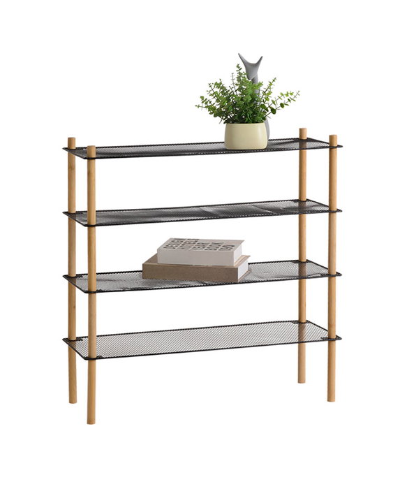 Inde Estanteria Metal-Bambu Rectangular 4 Niveles 26.7 x 3.7 x 63.7 cm (4 Unidades)