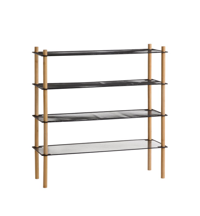 Inde Estanteria Metal-Bambu Rectangular 4 Niveles 26.7 x 3.7 x 63.7 cm (4 Unidades)