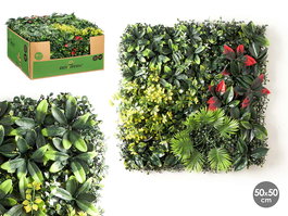 Ibergarden Jardín Vertical Hoja Roja 54x54x3 cm Plástico Verde y Rojo (Set de 10)