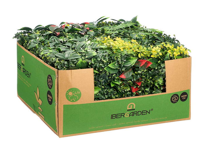 Ibergarden Jardín Vertical Hoja Roja 54x54x3 cm Plástico Verde y Rojo (Set de 10)