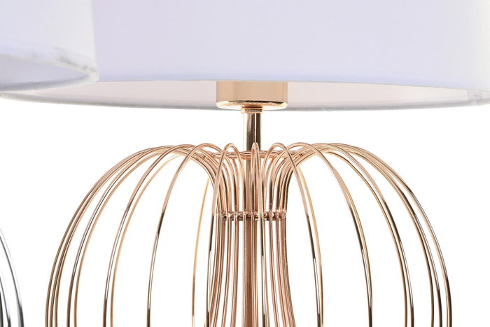 DKD Home Decor Lampara Sobremesa Moderno Dorado Plateado Blanco Metal Poliester 2 Unidades 32.5 x 52 x 32.5 cm DKD Home Decor Lampara Sobremesa Moderno Dorado Plateado Blanco Metal Poliester 2 Unidades 32.5 x 52 x 32.5 cm