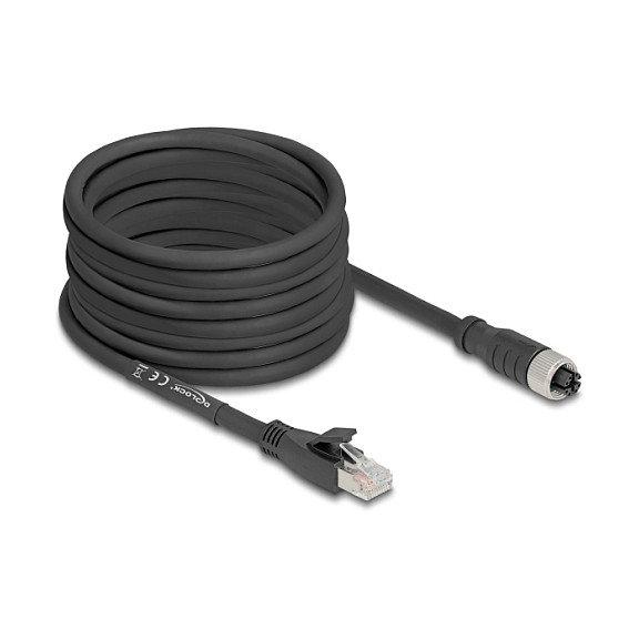 DeLOCK 80595 Cable M12 X-codificado 8 Pin Hembra a RJ45 Macho Cat.5e S/FTP 10 m Negro DeLOCK 80595 Cable M12 X-codificado 8 Pin Hembra a RJ45 Macho Cat.5e S/FTP 10 m Negro