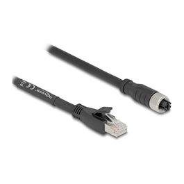 DeLOCK Cable de red M12 X-codificado 8 pines hembra a RJ45 macho Cat.5e S/FTP 10 m Negro