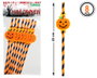 Atosa Pajillas Halloween 20 cm con Adorno de Calabaza Sonriente, Pack de 8 Unidades