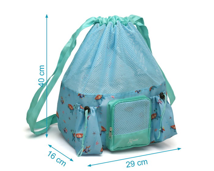 KioKids Bolso De Playa Tortugas Azul Transpirable Con Bolsillos Para Niños +0 Meses