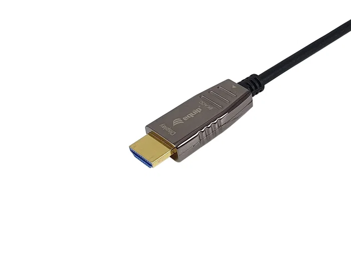 Equip 119450 Cable HDMI Activo de Fibra Óptica 2.1, 10 Metros, 8K 60Hz / 4K 240Hz, 48 Gbps, 3D, ARC, Ethernet, Conectores Chapados en Oro, Negro
