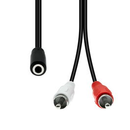 ProXtend Cable Mini-Jack 3-Pin a 2 x RCA Hembra-Macho Negro 20cm