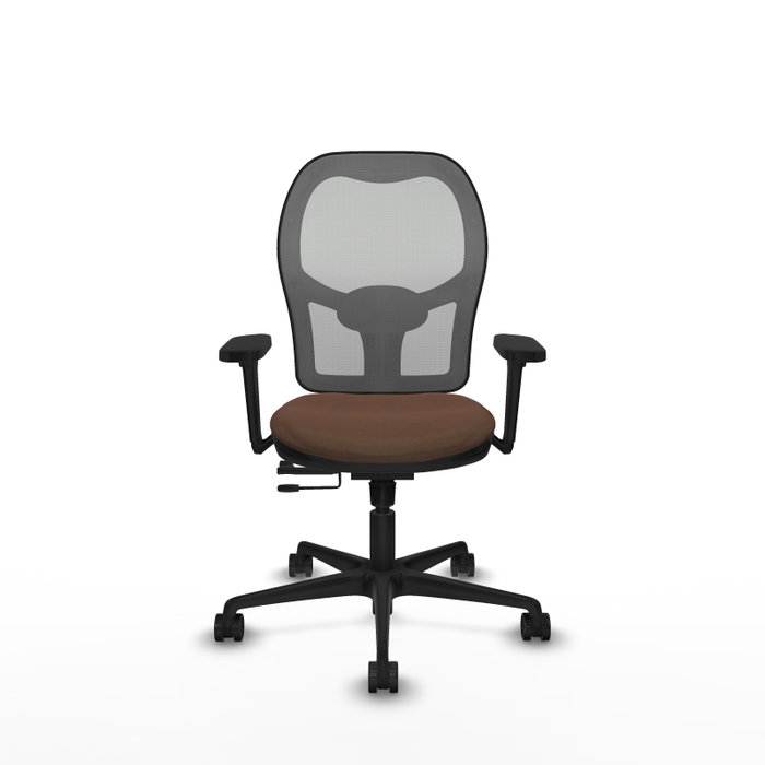PIQUERAS Y CRESPO Silla de oficina Jorquera con mecanismo Sincro/Traslack, tela marrón y malla gris PIQUERAS Y CRESPO Silla de oficina Jorquera con mecanismo Sincro/Traslack, tela marrón y malla gris