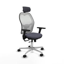 PIQUERAS Y CRESPO Silla de oficina Jorquera con mecanismo Sincro/Traslack, Gris oscuro y Blanco