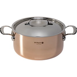 De Buyer Prima Matera Olla de Cobre/Acero 24 cm con Tapa de Acero Inoxidable