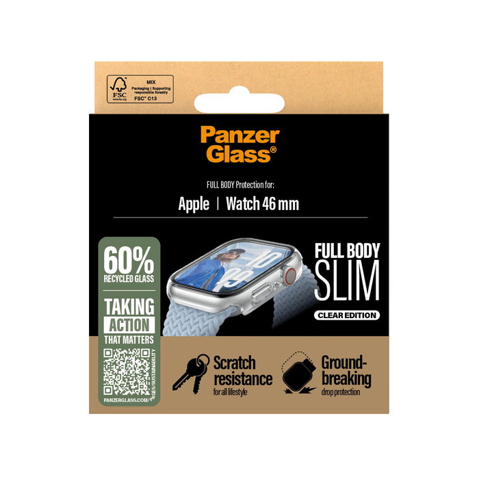 PanzerGlass Protector de Pantalla Case Squad Full Body Slim Transparente para Apple Watch Series 10 y 11 46mm