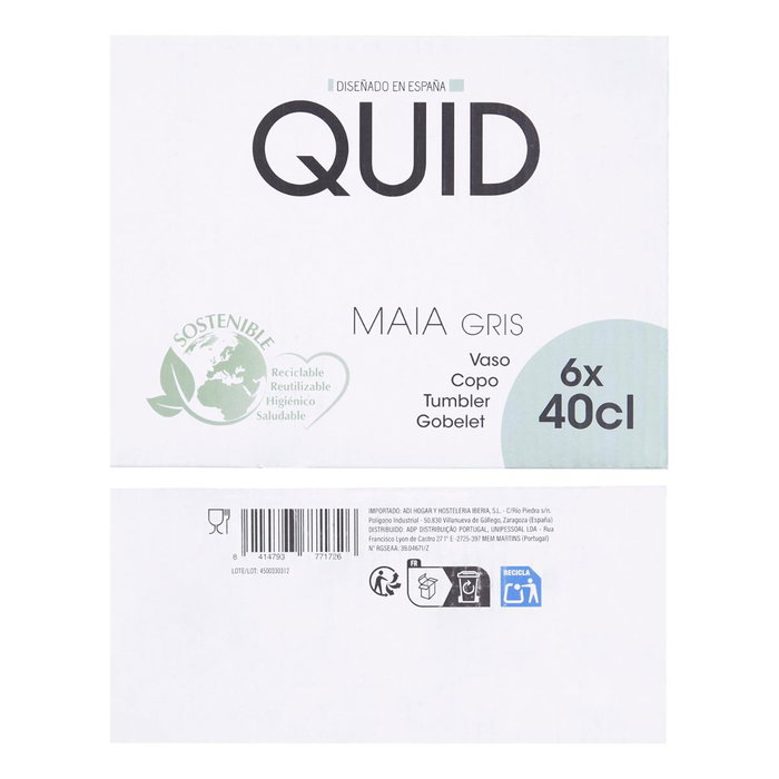 Vaso Alto Vidrio Maia Quid 40 cL (6 Unidades)