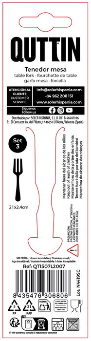 Inde Set 3 Tenedores Mesa 2mm Louvre (12 Cajas)
