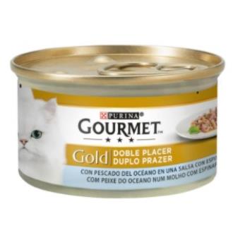 Purina Gourmet Gold Doble Placer Pescado y Espinacas 24x85g