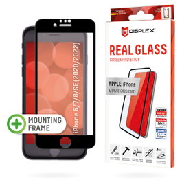 Displex Full Cover Panzerglas (10H) para Apple iPhone 6/7/8/SE (2020/2022) con marco de montaje Eco