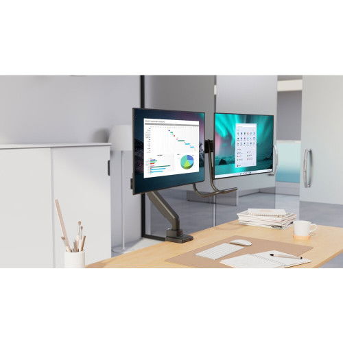 Kensington K58272WW Brazo para Dos Monitores SmartFit ERGO con Barra Transversal y Asa hasta 32 Pulgadas Gris