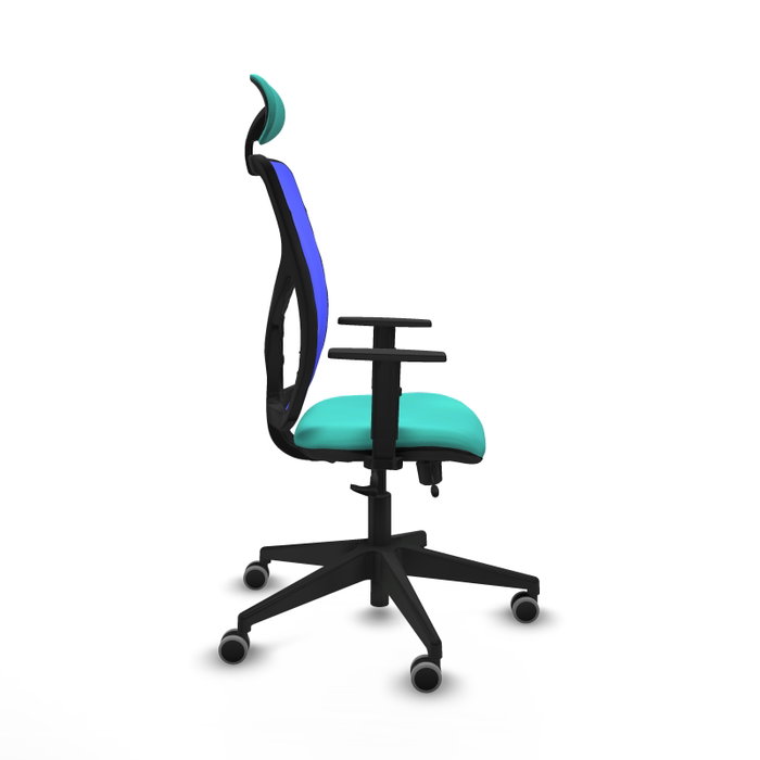 PIQUERAS Y CRESPO Silla de oficina Motilla con mecanismo Sincro/Traslack, Turquesa y Azul